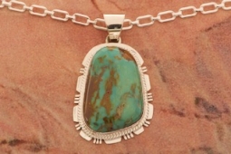 Genuine Pilot Mountain Turquoise Sterling Silver Native American Pendant